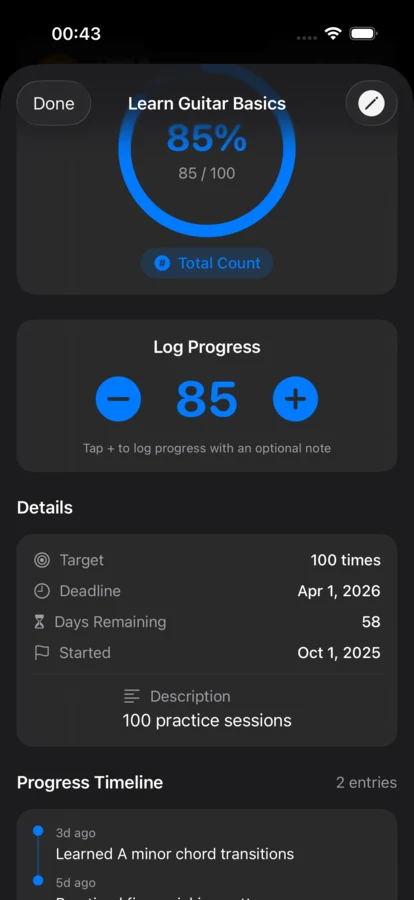 Habitoro goal detail screen